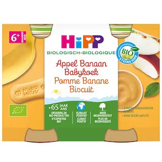 Hipp Apple, banana and biscuits organic 2-pack (from 6 months)