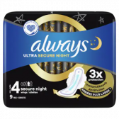 Always Ultra secure night sanitary pads with wings small