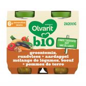 Olvarit Biologische groentenmix met rundvlees en aardappels 2-pack (vanaf 6 maanden)