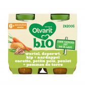 Olvarit Biologische wortel, erwtjes en kip 2-pack (vanaf 6 maanden)