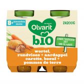 Olvarit Biologische wortel, rundvlees en aardappels 2-pack (vanaf 8 maanden)