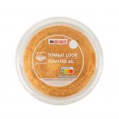 Delhaize Hummus met knoflook en tomaten (voor uw eigen risico, geen restitutie mogelijk)