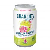 Charlie's Organic sparkling water with raspberry and lime flavor