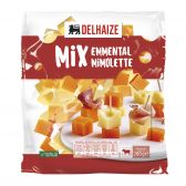 Delhaize Emmental en mimolette blokjes (voor uw eigen risico, geen restitutie mogelijk)