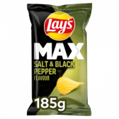 Lays Max zout en zwarte peper ribbel chips groot