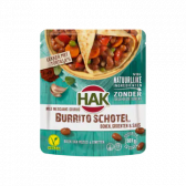 Hak Mexican mild spiced burrito dish with beans, vegetables and sauce