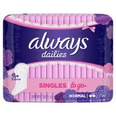 Always Dailies singles to go pantyliners