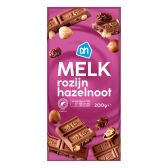 Albert Heijn Melkchocolade, noten en rozijnen reep