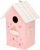 Vogelhuisjes Nestkastje houten wit huisje met roze dak