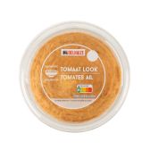 Delhaize Hummus met knoflook en tomaten (voor uw eigen risico, geen restitutie mogelijk)