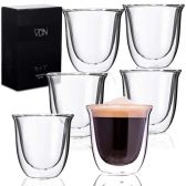 Dubbelwandige ESPRESSO glazen van borosilicaat - Warme en koude dranken kopjes - 70 ML - Set van 6 - VDN