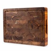 Professionele Snijplank Acacia Hout met Sapgeul en Handvaten â€“ Anti-slip - Hakblok 26x38x3.5 cm - VDN