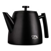 RVS Dubbelwandige theepot met Filter - Zwarte Theekan 1 Liter - 802 - VDN