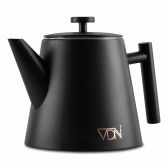 RVS Theepot Dubbelwandig met Filter - Zwarte Theekan 1 Liter - 902 - VDN