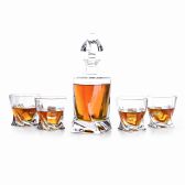 Edam Whiskey Set handgeblazen - 1 Whiskey Decanteer Karaf met 4 Whiskeyglazen - Loodvrij Kristal glas - VDN