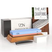 Luxe Dubbelzijdige Wetsteen Slijpsteen set 240 800 van Edelkorund (18x6x3 CM) met E-book voor slijpen van messen e.d. - VDN